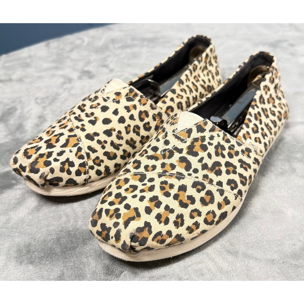 Toms Classic Alpargata Flats Womens 8 Leopard Print Canvas Slip On Shoes